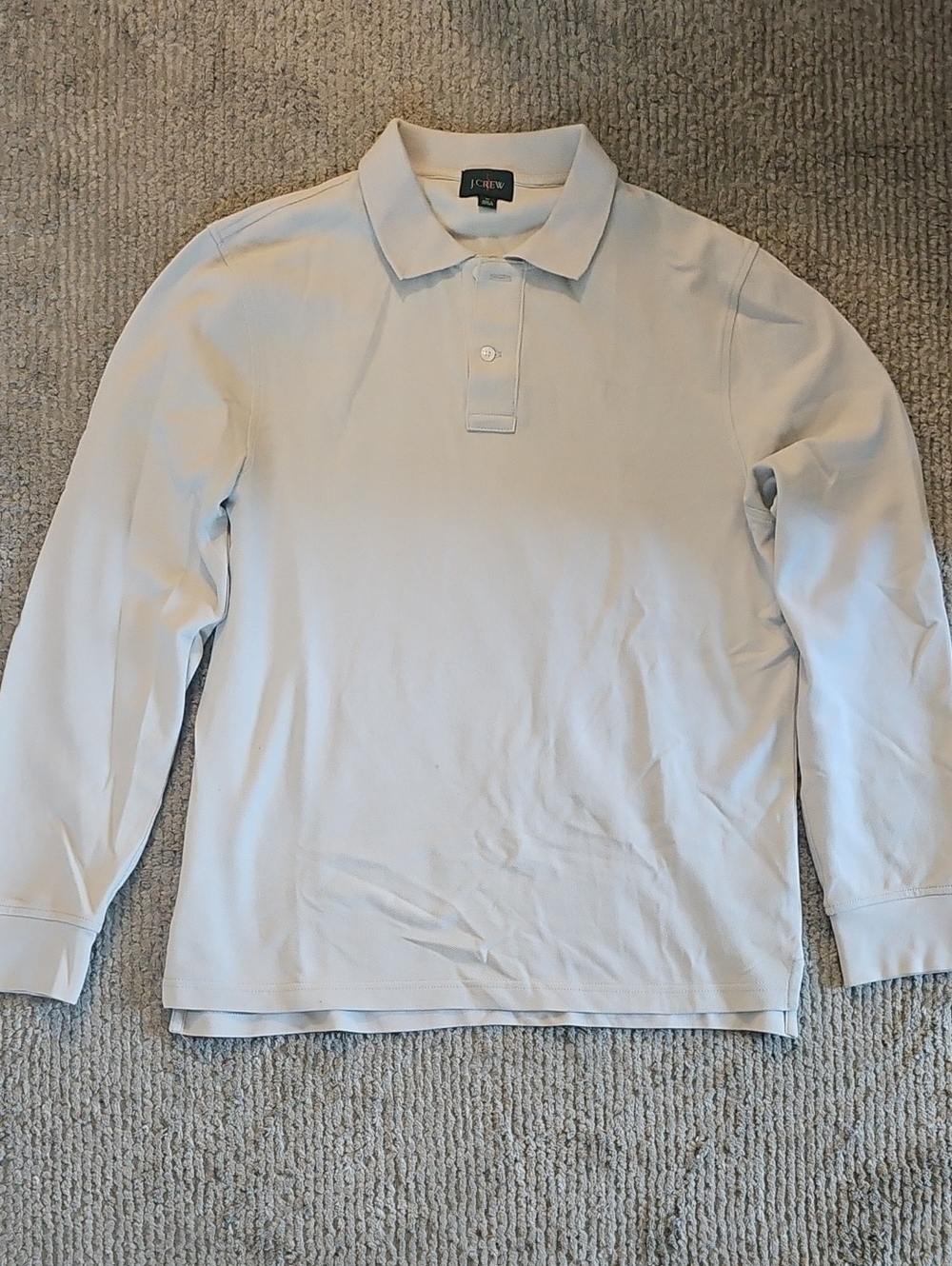 J. Crew Men's Classic Long-Sleeve Pique Polo – Stone - Picture 1 of 5